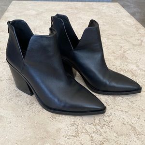 Vince Camuto black leather western style booties, size 9.5